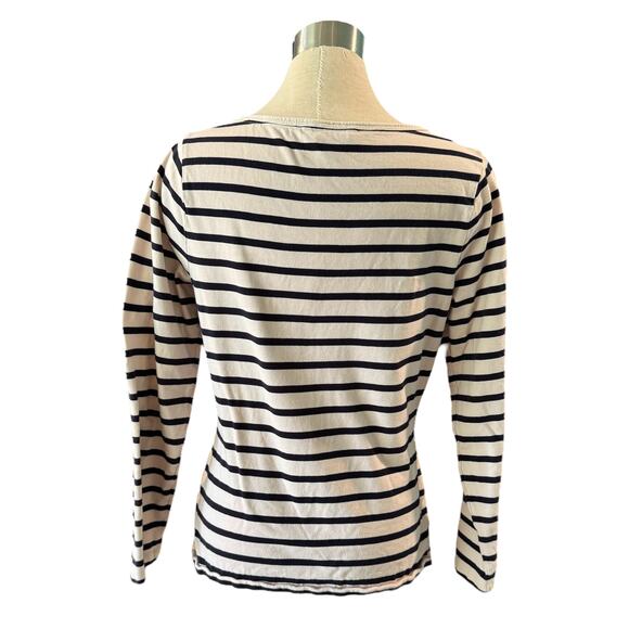 Boden 10 Navy & Cream Striped Long Sleeve Tee - Picture 2 of 8